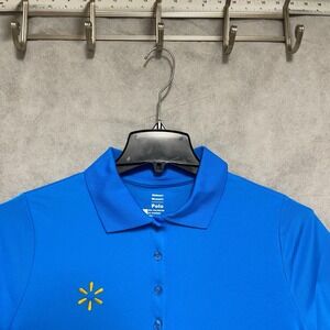Walmart Polo Shirt Women L Blue Employee Manager Retail Store Work Uniform Spark